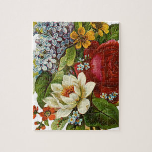 Beautiful Romantic Summer Bouquet with Red Rose Jigsaw Puzzle