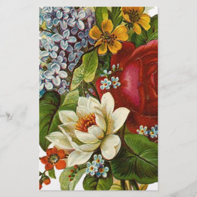 Beautiful Romantic Summer Bouquet with Red Rose Stationery (Front)