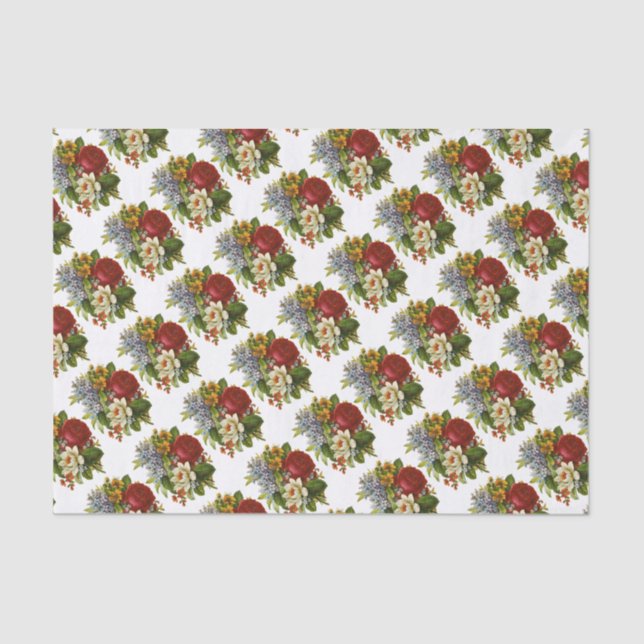 Beautiful Romantic Summer Bouquet with Red Rose Tissue Paper (Front)