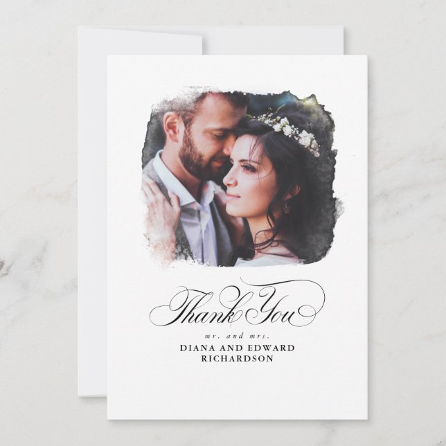 Beautiful Romantic Wedding Thank You Photo (Front)