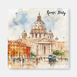 Beautiful Rome Italy Watercolor Painting Magnet