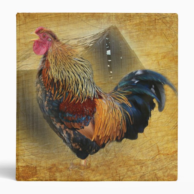 Beautiful Rooster and Rustic Barn Chicken Coop Binder (Front)