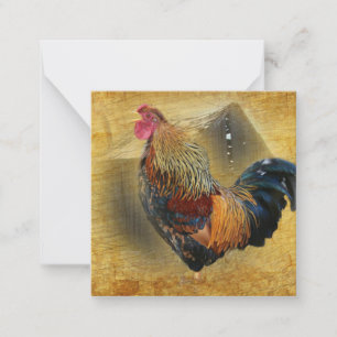 Beautiful Rooster and Rustic Barn Chicken Coop Card