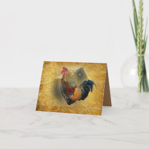 Beautiful Rooster and Rustic Barn Chicken Coop Thank You Card