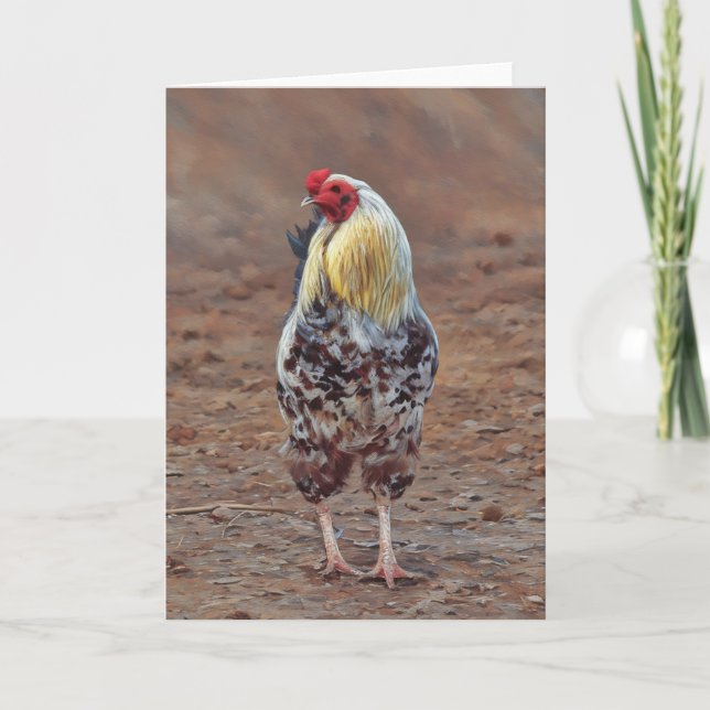 Beautiful Rooster Chicken Art Note Card (Front)