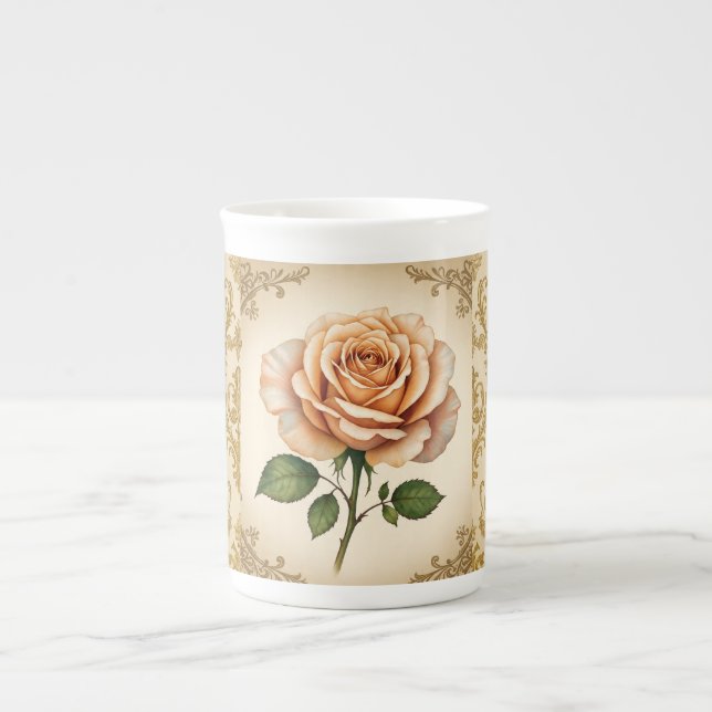 Beautiful Rose and European Pattern Teapot  Bone China Mug (Front)