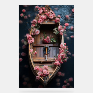 Beautiful Rose Boat Acrylic Sign