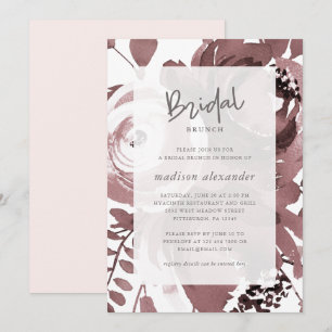 Beautiful Rose Colour Floral Blush Bridal Brunch Invitation