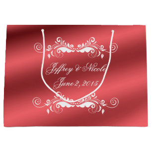 Beautiful Rose Elegant Satin Wedding Large Gift Bag