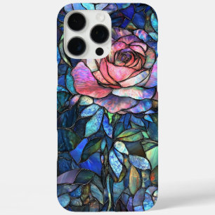 Beautiful Rose Faux Stained Glass Design iPhone 16 Pro Max Case