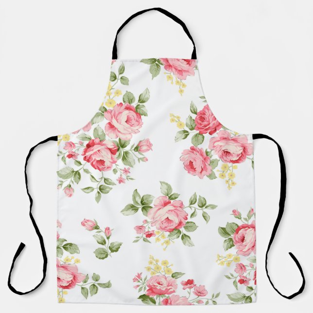 Beautiful rose flower pattern, little floral bouqu apron (Front)