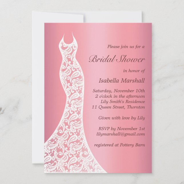 Beautiful Rose Gold Bridal Shower Invitation (Front)