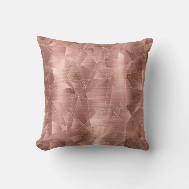 Beautiful Rose Gold Geometrical Pattern Throw Pillow (Front)