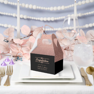 Beautiful Rose Gold Glitter and Black Favor Box