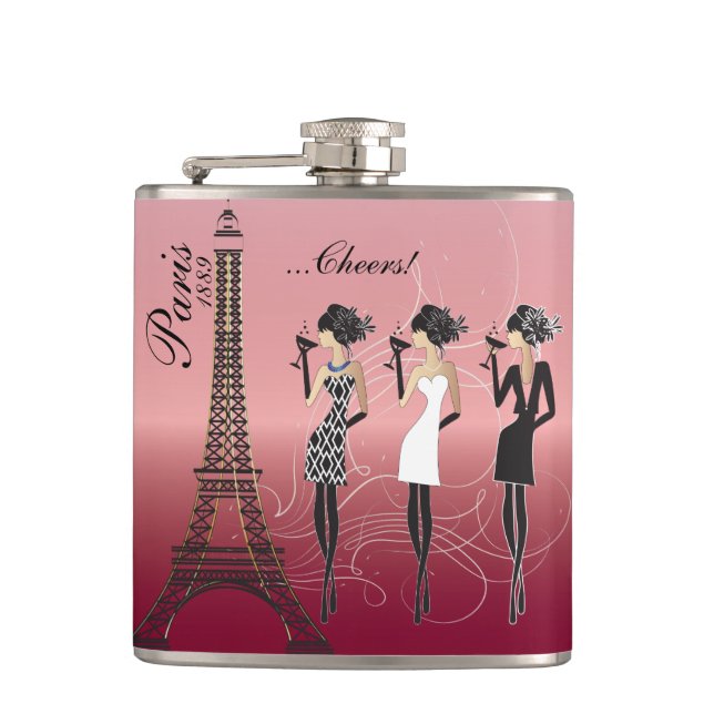 Beautiful Rose Paris Celebration Hip Flask (Front)