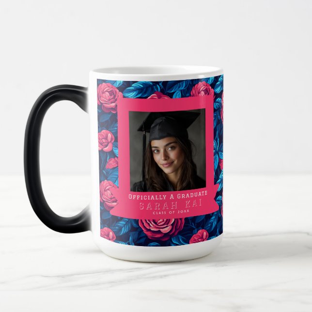 Beautiful Rose Pattern Boys Graduation Gift Magic Mug (Left)