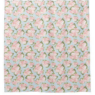 Beautiful rose pattern with blue polka dots