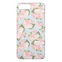 Beautiful rose pattern with blue polka dots