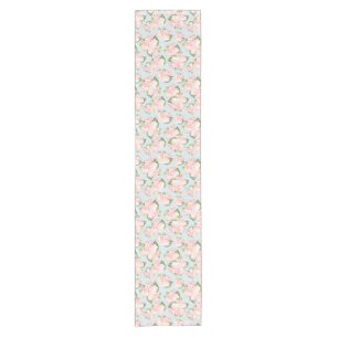 Beautiful rose pattern with blue polka dots short table runner