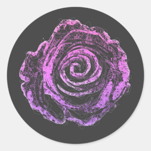 beautiful rose petals outline line art classic round sticker
