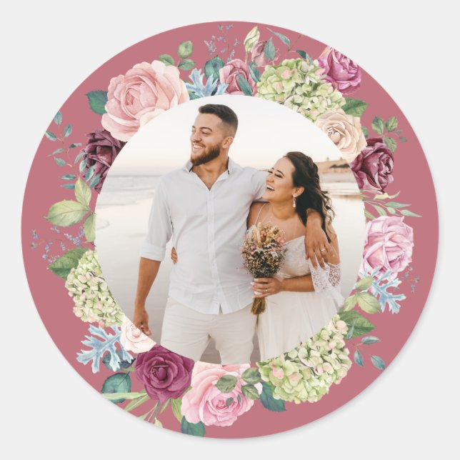 Beautiful Rose Spray Wedding Photo Sticker (Front)