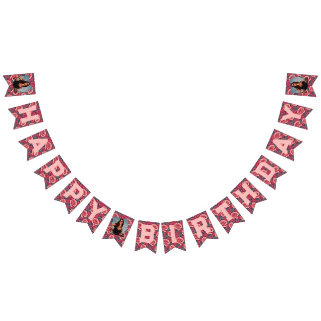 Beautiful Rose Themed Birthday Bunting Flags (All)