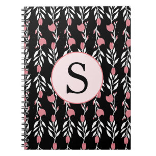 Beautiful Rose Vine Monogram Notebook