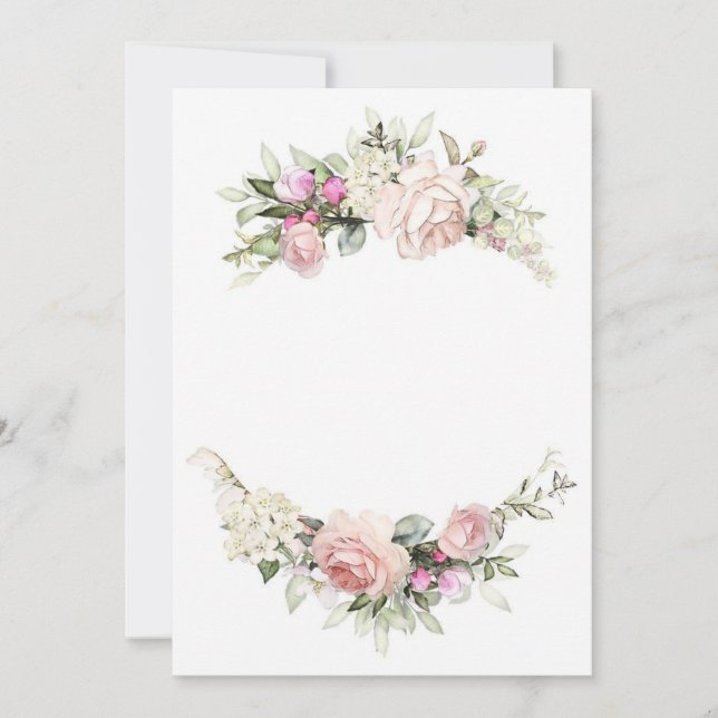 Beautiful rose wedding invitation template (Front)