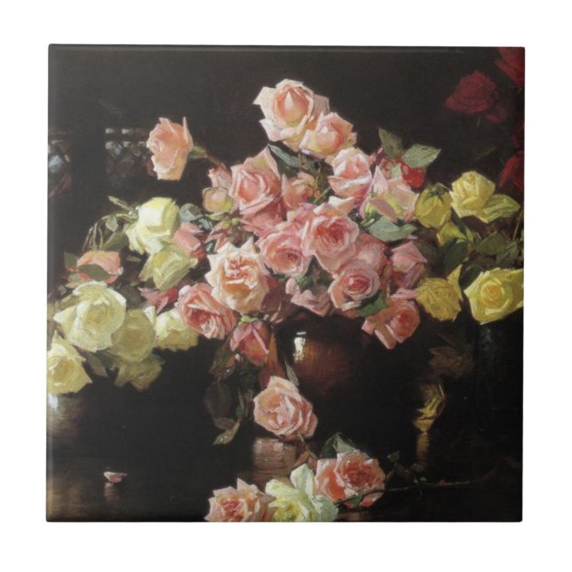 Beautiful Roses (by Joseph DeCamp) Tile (Front)