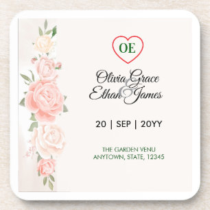 Beautiful Roses Floral Wedding Coaster