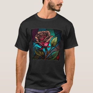 Beautiful Roses Illustration Stained Glass Realist T-Shirt