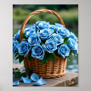 Beautiful roses in blue poster