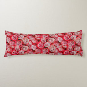 Beautiful roses in pink and red flower bouquet body pillow