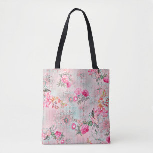 Beautiful roses on vintage paper texture illustrat tote bag
