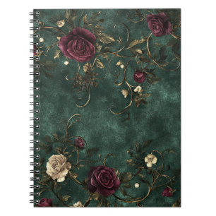 Beautiful roses with golded swirls. notebook