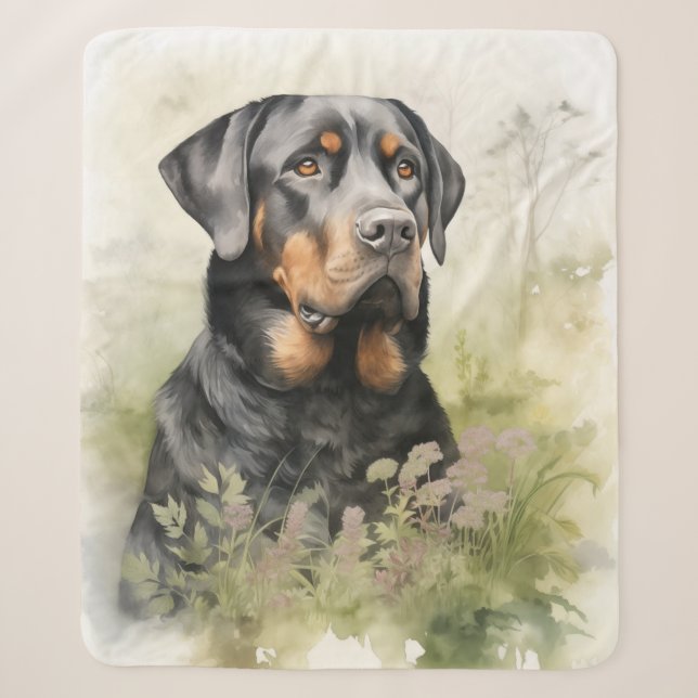Beautiful Rottweiler Sherpa Blanket (Front)