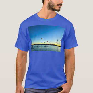 Beautiful Rowing Lake Sunrise Hot Air Balloons T-Shirt