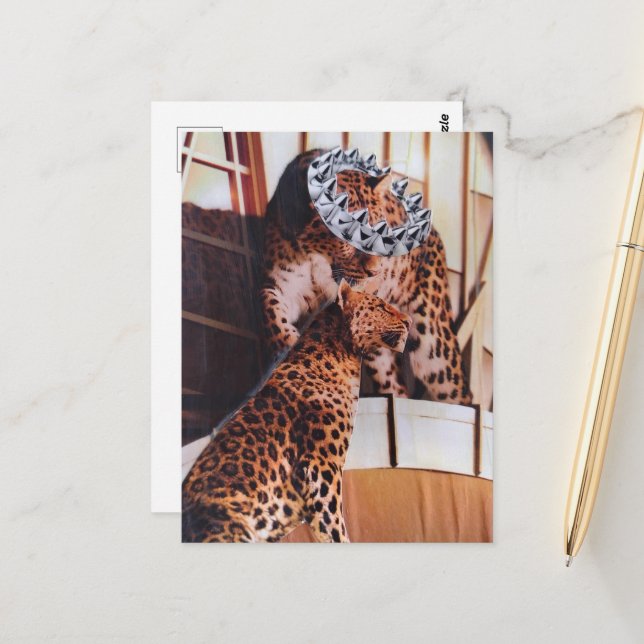 Beautiful Royal Big Cats Collage Postcard (Front/Back In Situ)