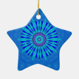 Beautiful Royal Blue Mandala Art Print Ceramic Ornament