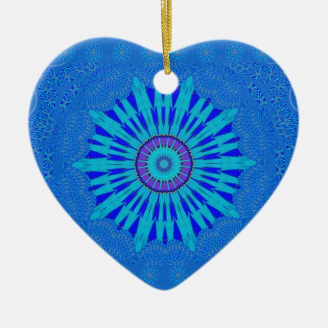 Beautiful Royal Blue Mandala Art Print Ceramic Ornament (Front)
