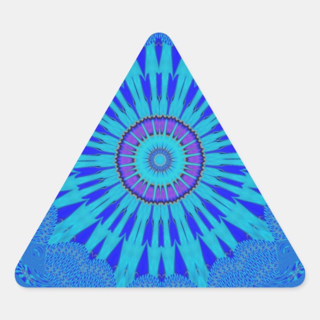 Beautiful Royal Blue Mandala Art Print Triangle Sticker (Front)