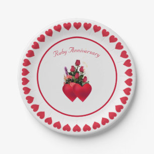 Beautiful Ruby Anniversary Paper Plate