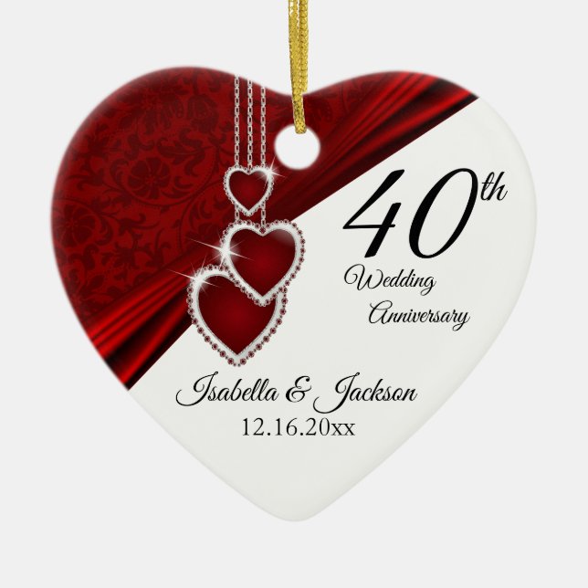 Beautiful Rudy Anniversary 💕 Keepsake Ceramic Ornament (Front)