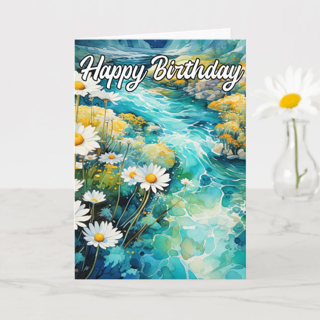 Beautiful Running Creek In The Early Spring Card (Small Plant)