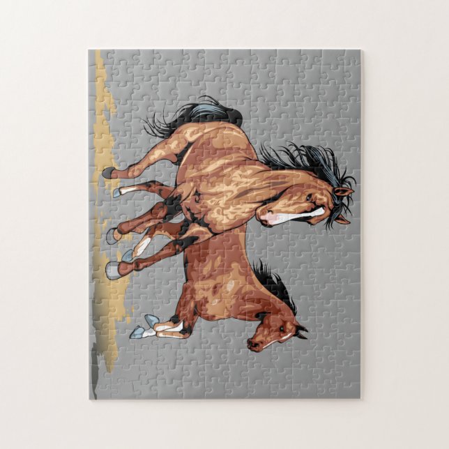 Beautiful Running Horses Painting Jigsaw Puzzle (Vertical)