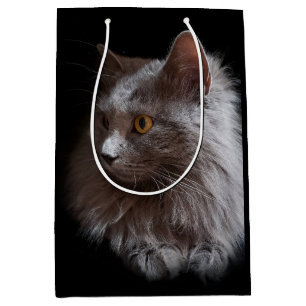 Beautiful Russian Blue Gray Cat Nebelung Medium Gift Bag