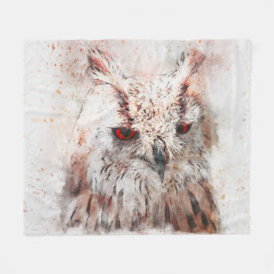 Beautiful Rust Accent Owl  Tote Bag Fleece Blanket