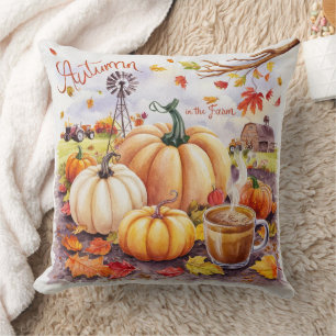Beautiful Rustic and Charming Autumn in the Farm Throw Pillow