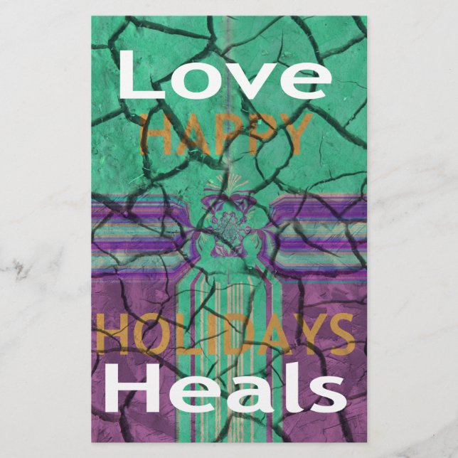 Beautiful rustic cracked mud love heals text art (Front)