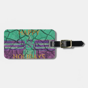 Beautiful rustic cracked mud love heals text art luggage tag